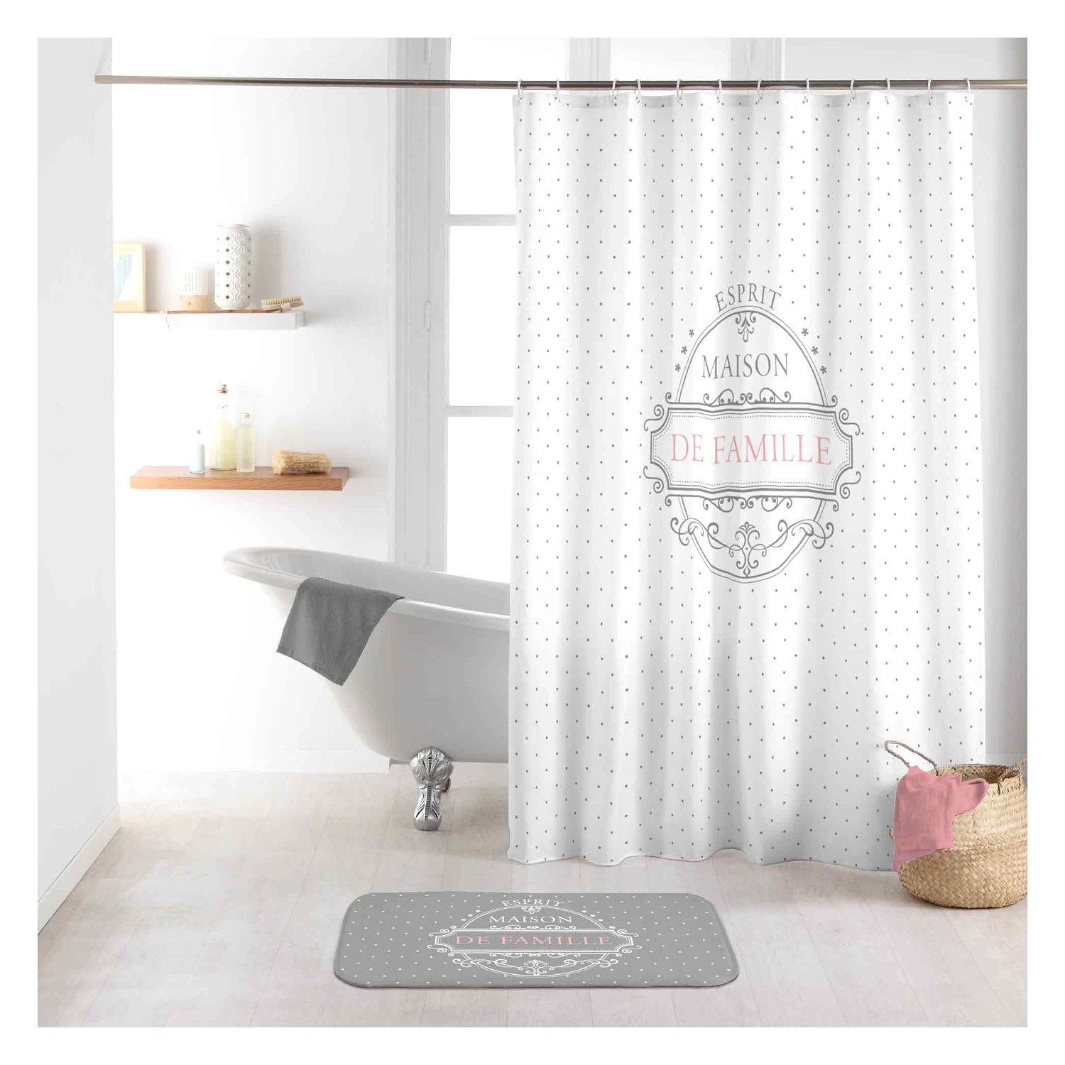 weis Textil Duschvorhang weiß 180x200 cm Ringe/Vorhang Dusche Bad 