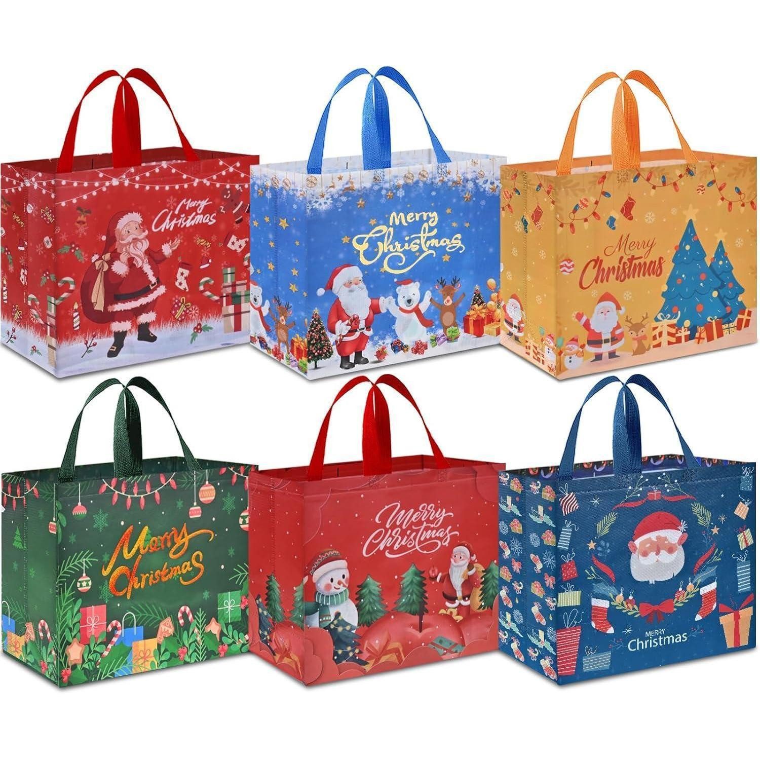 LuxusKollektion Geschenkpapier Geschenktüten Weihnachten Non Woven Griffe 40 36 15CM 6 Stück