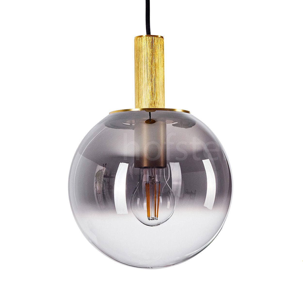 hofstein Hängeleuchte »Strambinello« moderne Hängelampe aus Metall/Glas in Schwarz/Klar, ohne Leuchtmittel, Pendelleuchte mit rundem Schirm aus Echtglas (22cm), Höhe 156cm,1xE27. € 94,99