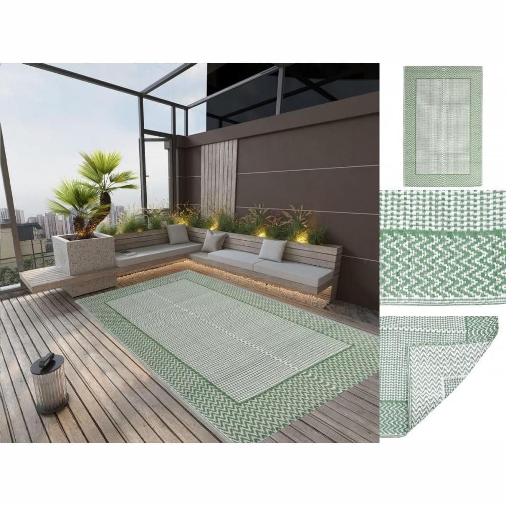 Teppich Teppich Terrasse Camping Outdoor draußen Vorzelt Grün 190x290 cm Kunst, vidaXL, Höhe: 290 mm