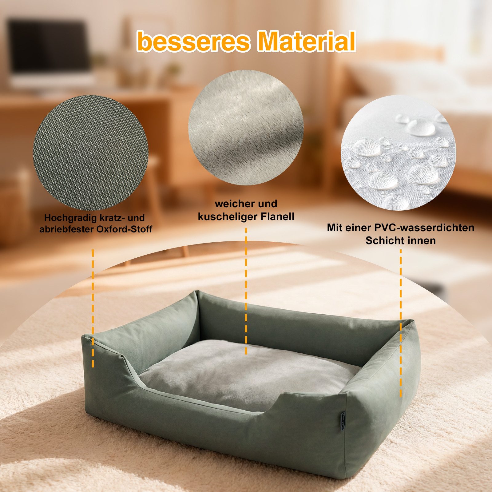 Zedelmaier Hundebett für Hunde & Katze, Hunde Hundesofa Hundekissen Hundematratze, Kratzfestes, Wasserdicht, Ergonomisch, Bequem, Waschbar – Bild 4 von 5