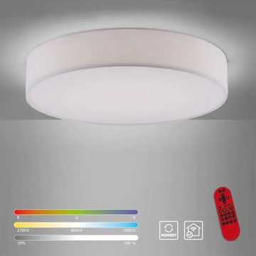 Paul Neuhaus LED Deckenleuchte Smart Lola Ø58cm Textil weiß 36W 3700lm CCT RGB Google Alexa WiFi, LED fest integriert, inkl. Fernbedienung