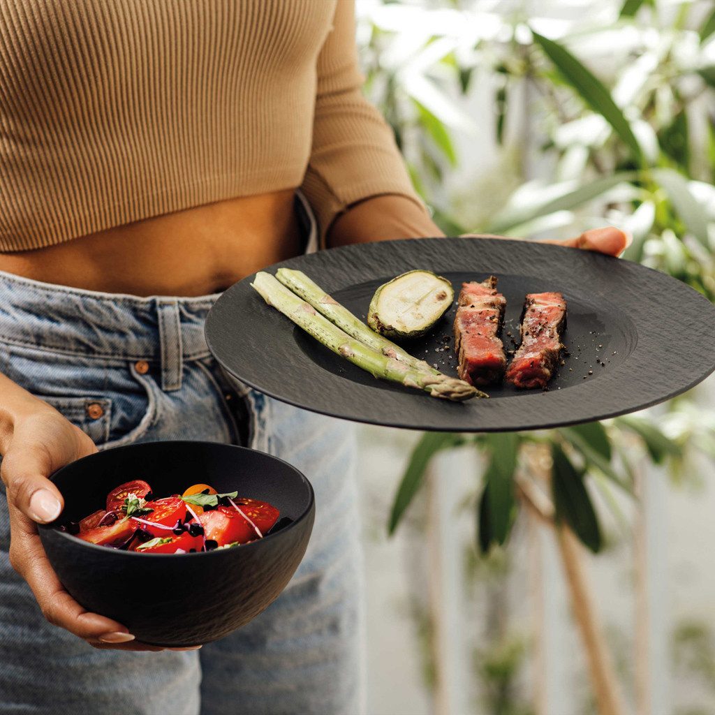 Villeroy & Boch Geschirr-Set Manufacture Rock (6-tlg), 2 Personen, Fine China-Porzellan, Made in Germany, Fine China Porzellan