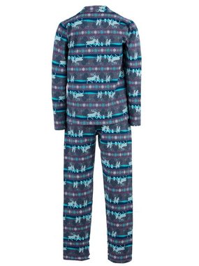 zeitlos Schlafanzug Pyjama Set Thermo - Wald Kragen Knopfleiste