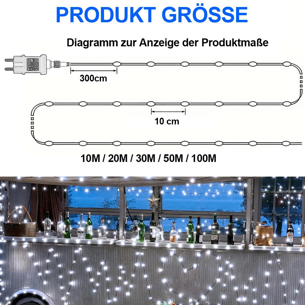 MUPOO Lichterkette LED Dekolicht Grüne Draht,10M/20M/30M/50M/100M günstig online kaufen