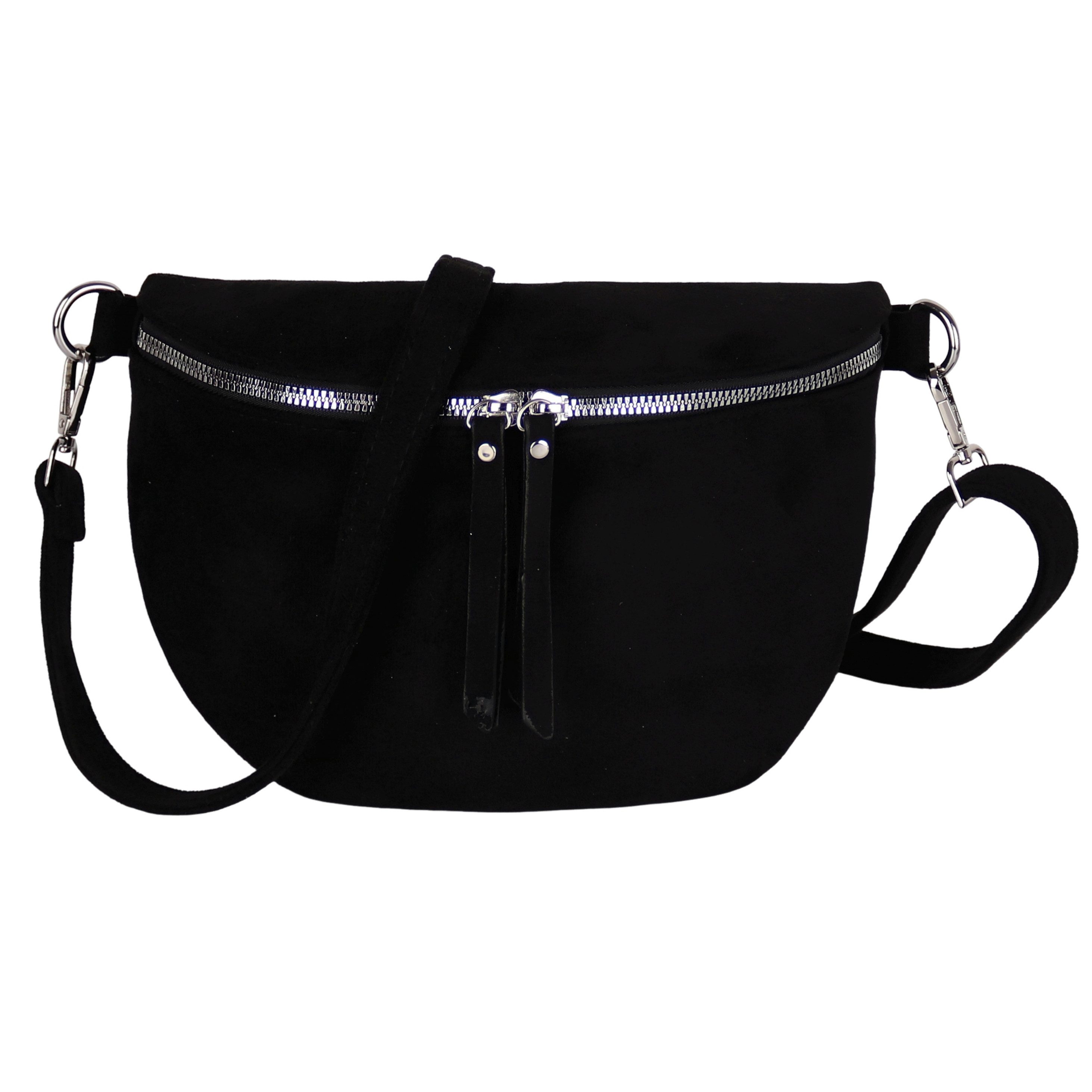 MIRROSI Bauchtasche Damen Taschen, Umhängetasche, Brusttasche, 26x18x9cm Wildleder Optik (Schultertasche für jednen Anlass), Crossbody Bag, Verstellbarer Schulterriemen für mehr Flexibilität.