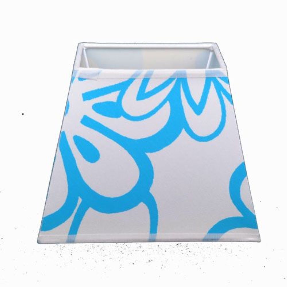 Dirk Davids Leuchten GmbH Lampenschirm Lampenschirm für Tischleuchte in Rechteckig Blume Aqua Blau 19-12-15, Exklusives Design