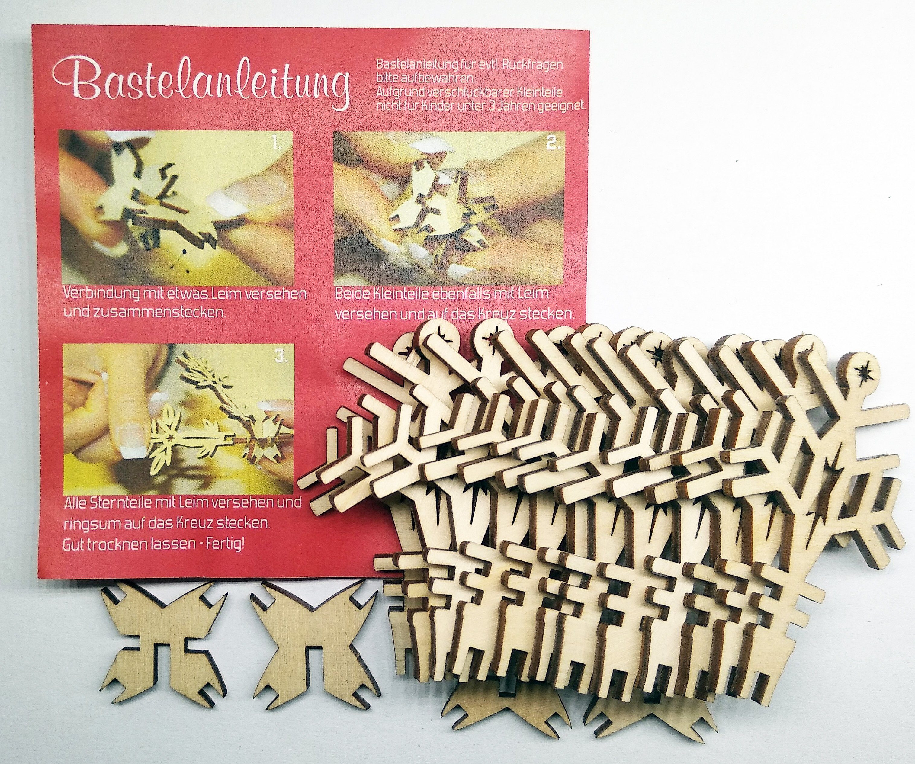 DeColibri Stern Weihnachten Erzgebirge Holz Handwerkskunst Weihnachtsbaumschmuck als Bastelset, Christbaumschmuck 3D