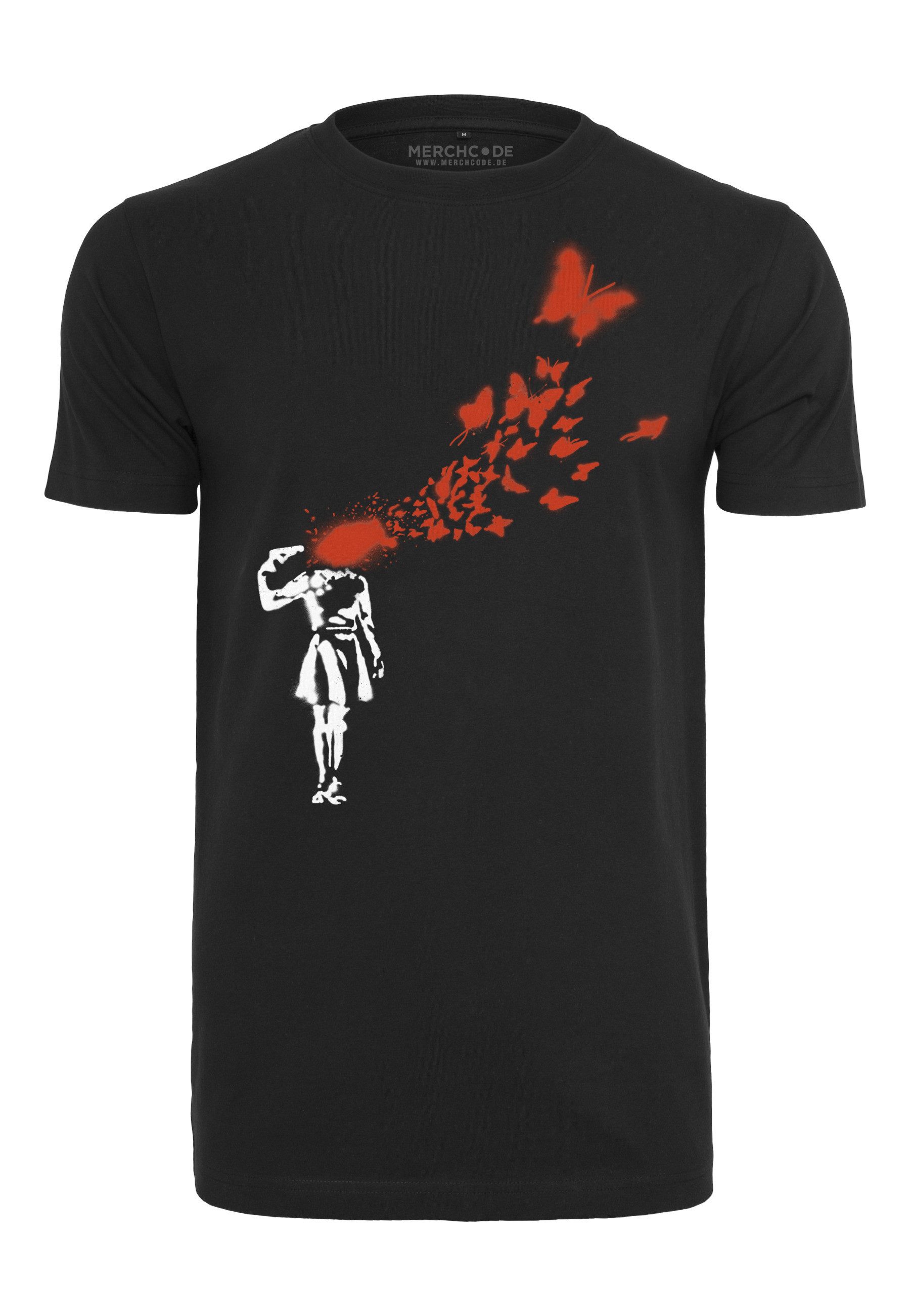 Merchcode T-Shirt Merchcode Herren Brandalised - Banksy´s Graffiti Butterfly Tee (1-tlg)