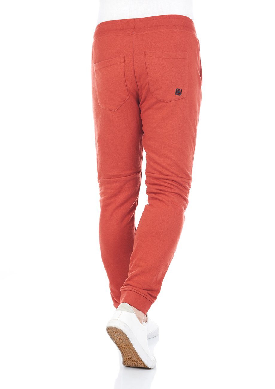 riverso Sweathose Herren Jogginghose Slim Fit RIVTim Red Trainingshose aus Baumwollmischung Rusty Ochre pflegeleichter