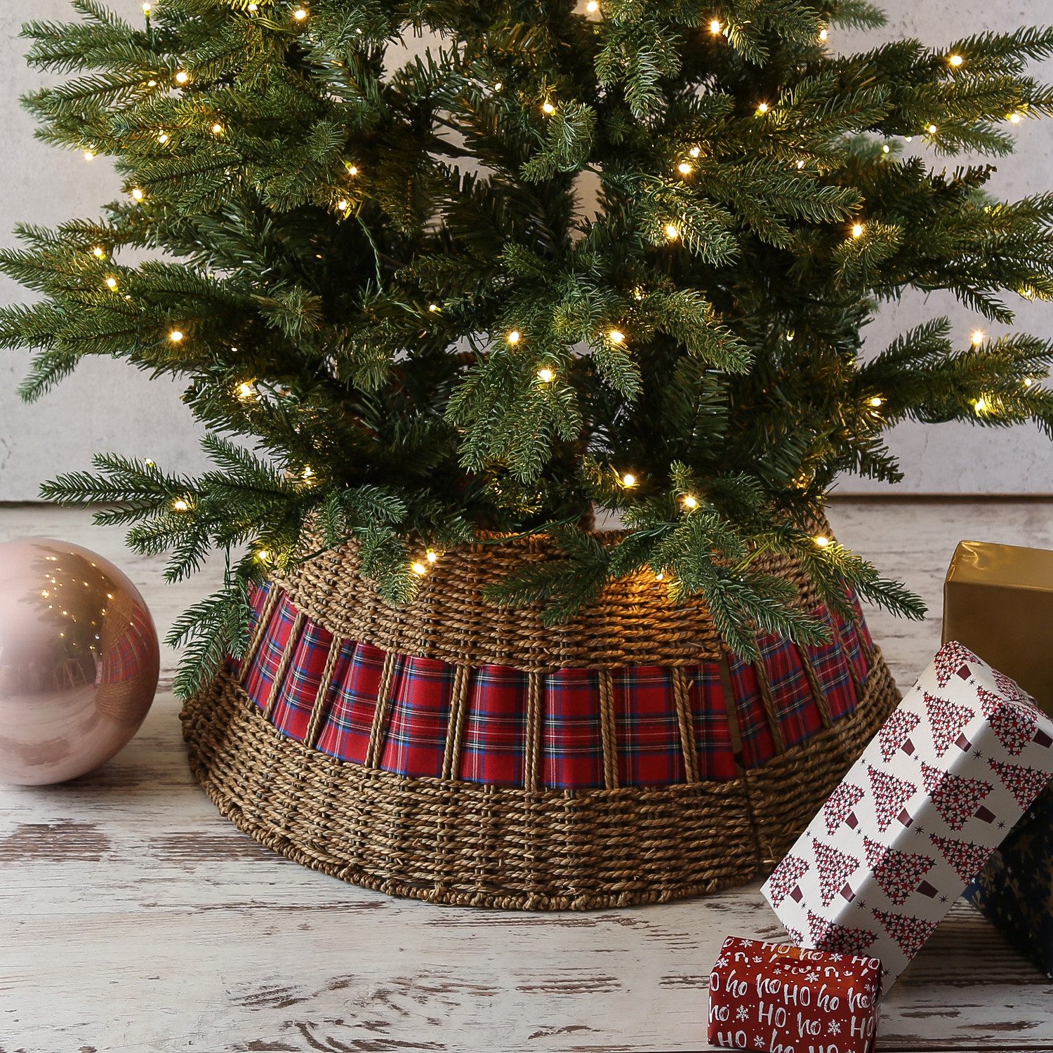 MARELIDA Christbaumständer Weihnachtsbaumrock Seegras Abdeckung für Baumständer D: 70cm 3teilig (1-tlg)
