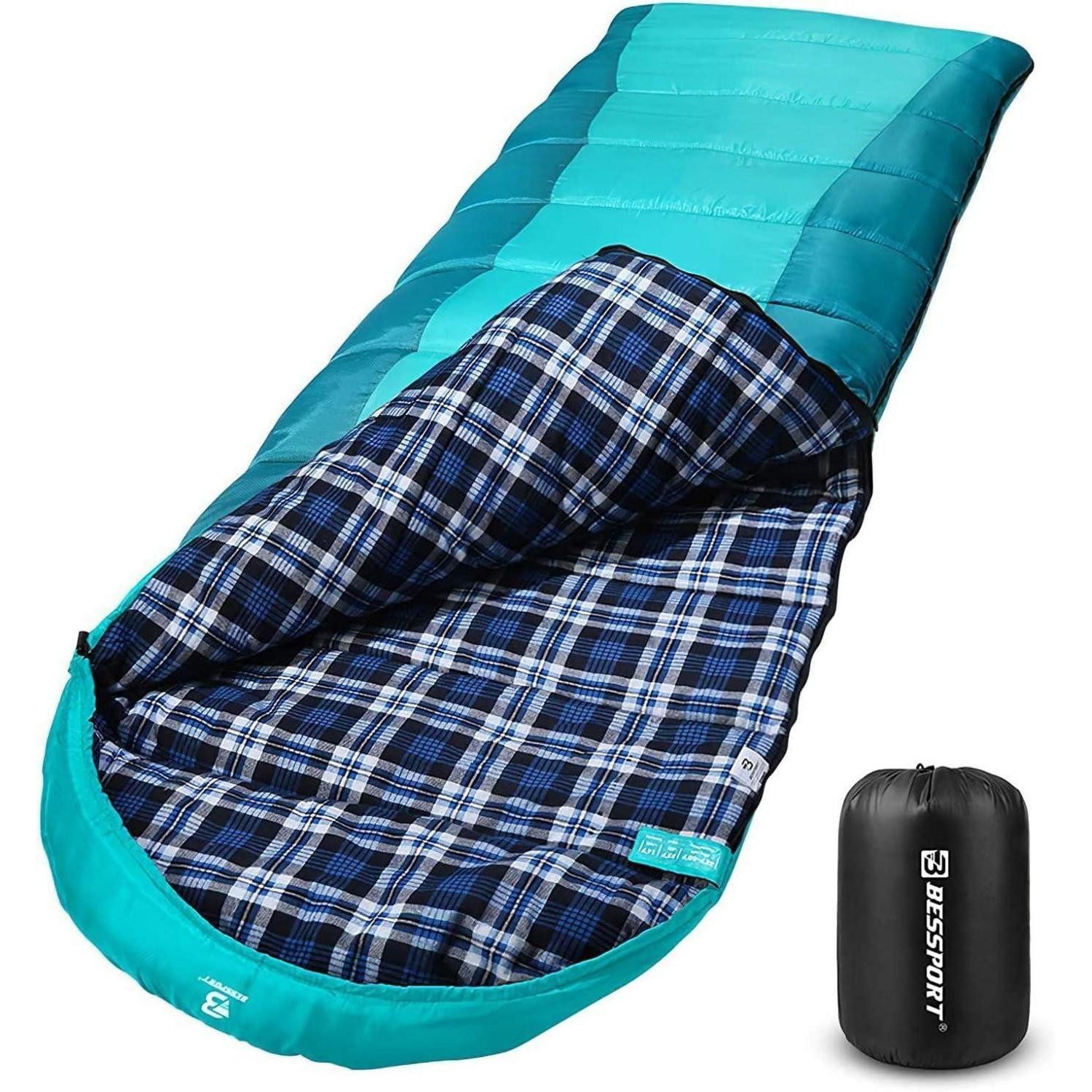 Bessport Deckenschlafsack Schlafsack Camping 3-4 Jahreszeiten -8 °C 20°C Wasserdicht Warm