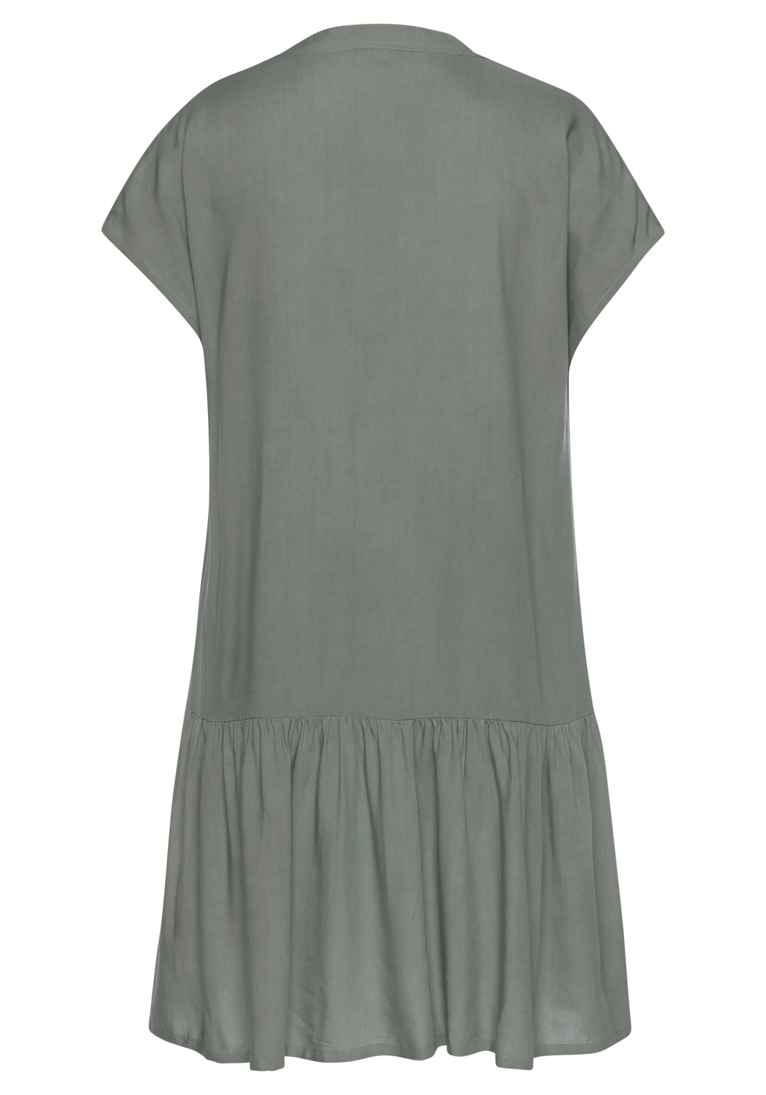 s.Oliver Blusenkleid mit Volant am Rock luftiges Tunikakleid, Sommerkleid,leichtes Strandkleid,Cover-up, Basic