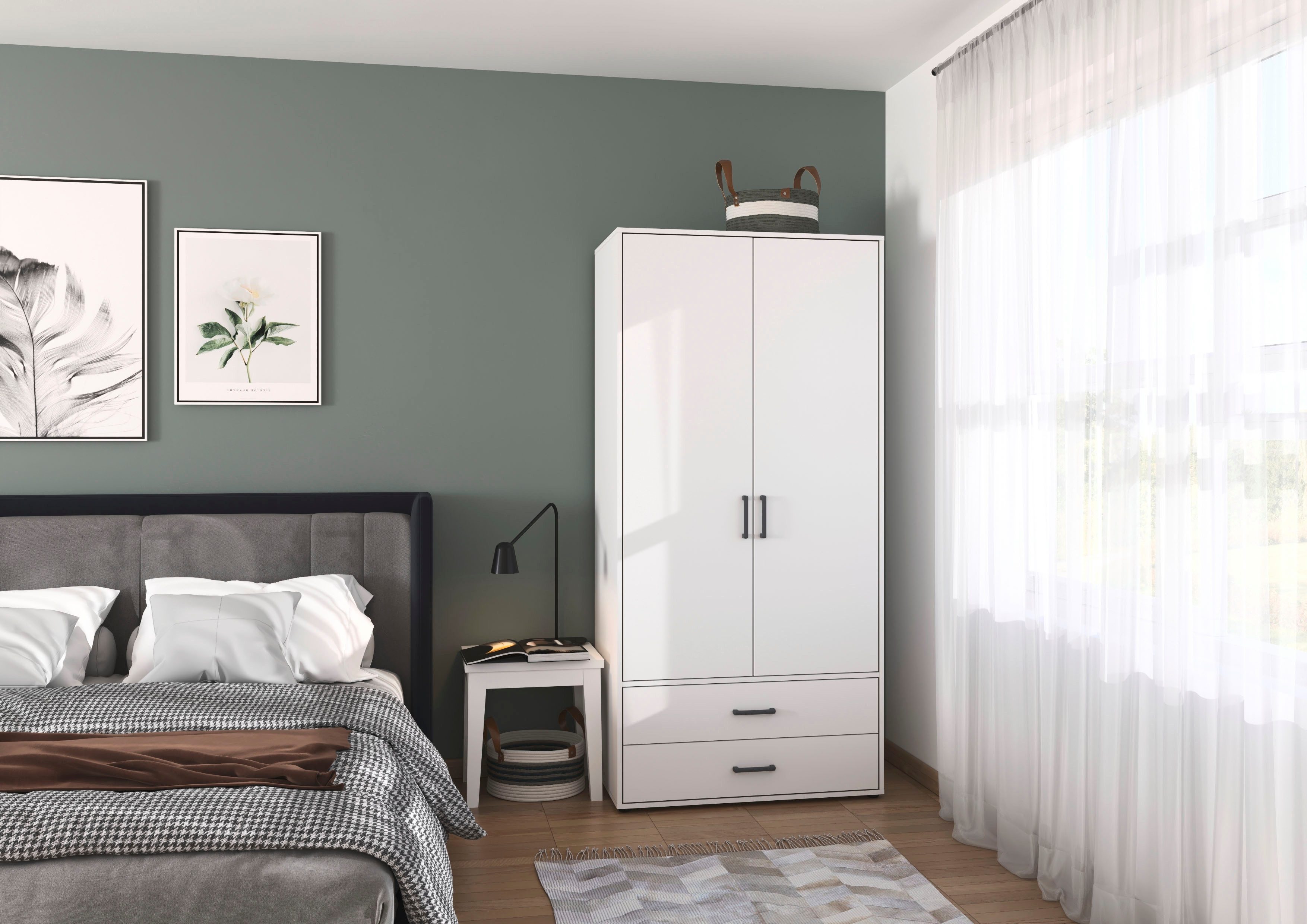 rauch Drehtürenschrank Kleiderschrank Schrank Garderobe Wäscheschrank VOYAGER (in 3 verschiedenen Ausstattungen BASIC/CLASSIC/PREMIUM) mit 2 modernen Griffvarianten, mit Außenschubladen MADE IN GERMANY