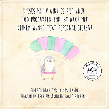 Mr. & Mrs. Panda Glas Pinguin Fallschirm springen - Transparent - Geschenk, Sportler, Danke, Premium Glas, Edles Matt-Design