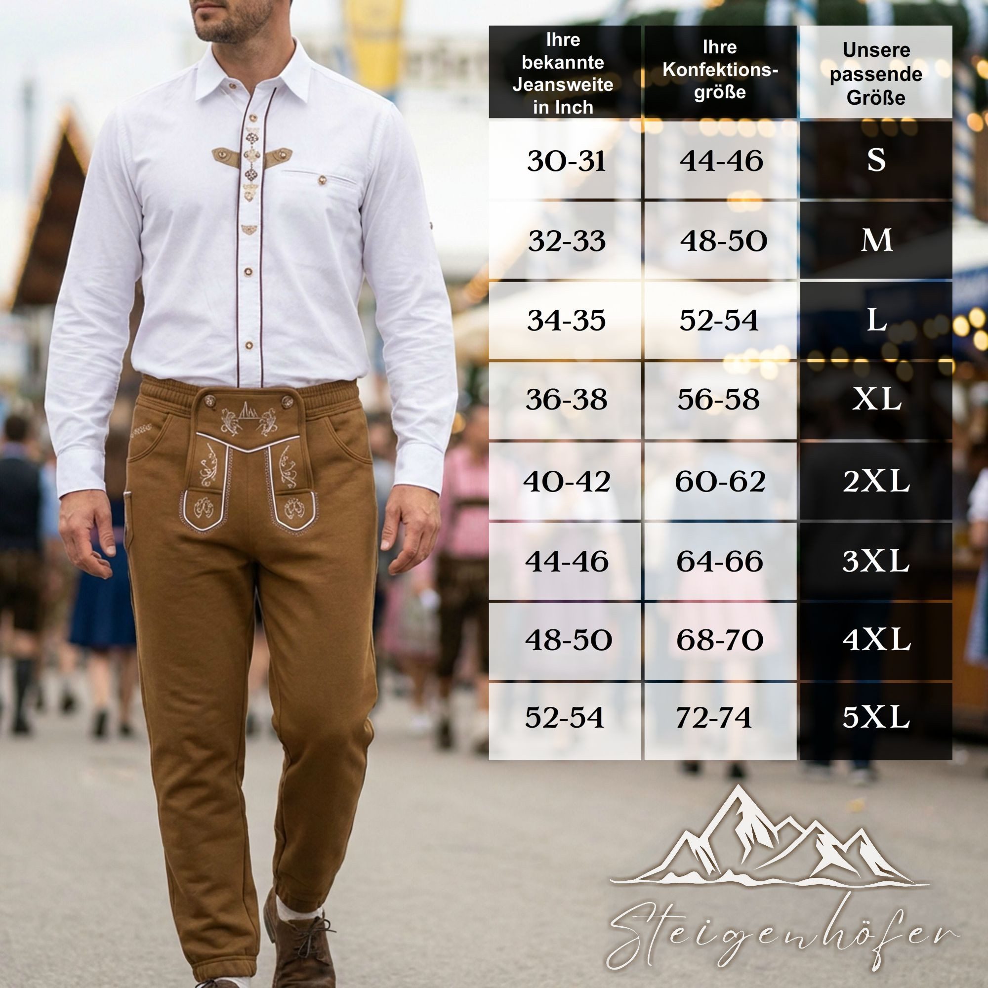 Steigenhöfer Manufaktur Trachtenhose Lange Jogginghose mit Kordelzug im Lederhosen Look - Marius Jogging Lederhose Herren Tracht - Für dein Oktoberfest Herren O – Bild 5 von 5