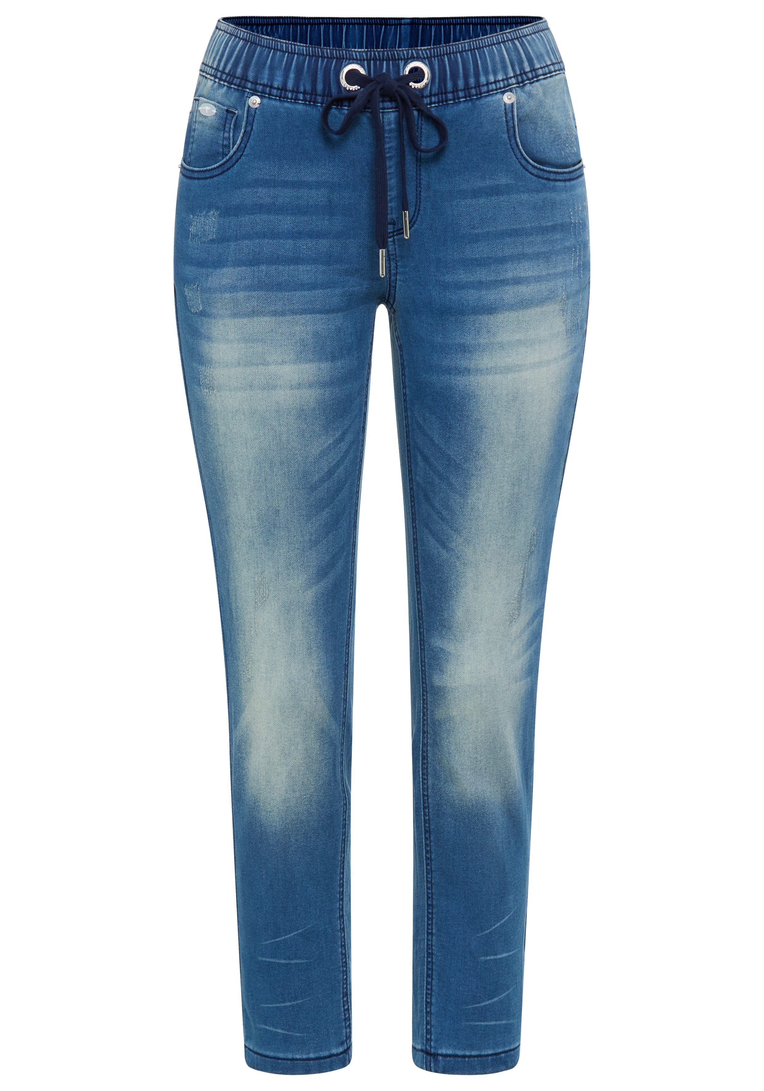 KangaROOS Jogg Pants 7/8 JOGG-DENIM weites Bein, mit Used-Waschung, hohe Leibhöhe, 7/8-Länge