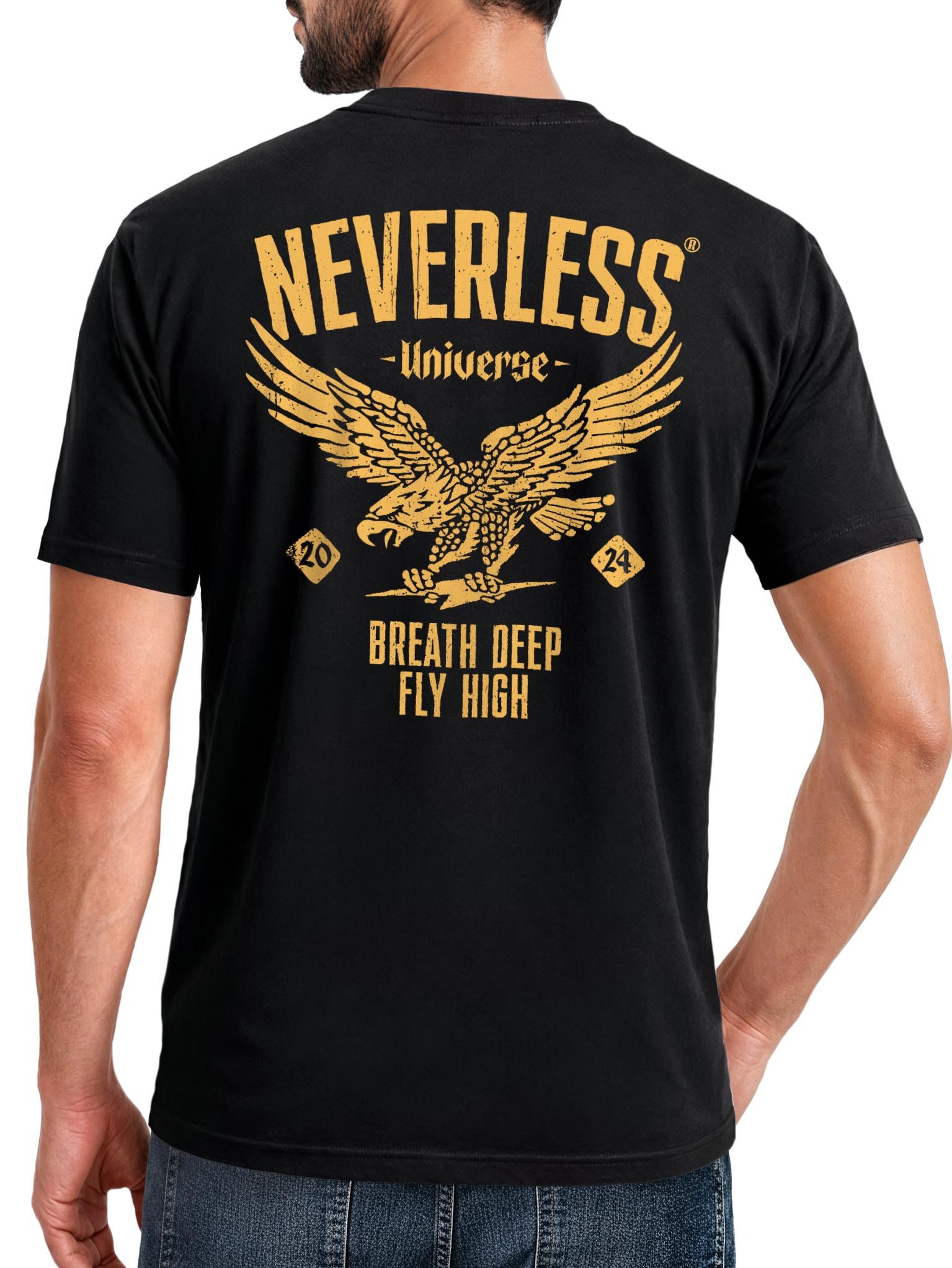 Print-Shirt Herren Vintage T-Shirt Backprint Adler Abenteuer Outdoor Wildnis