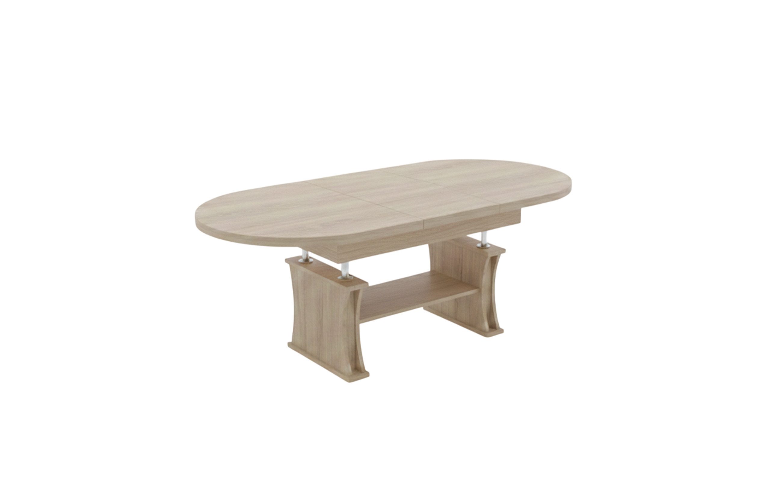 designimpex Couchtisch DA-130 oval ausziehbar höhenverstellbar mit Ablage Wohnzimmer Tisch, Funktionstisch, Wohnzimmertisch, Tisch, Esstisch, Sofatisch, Rollen