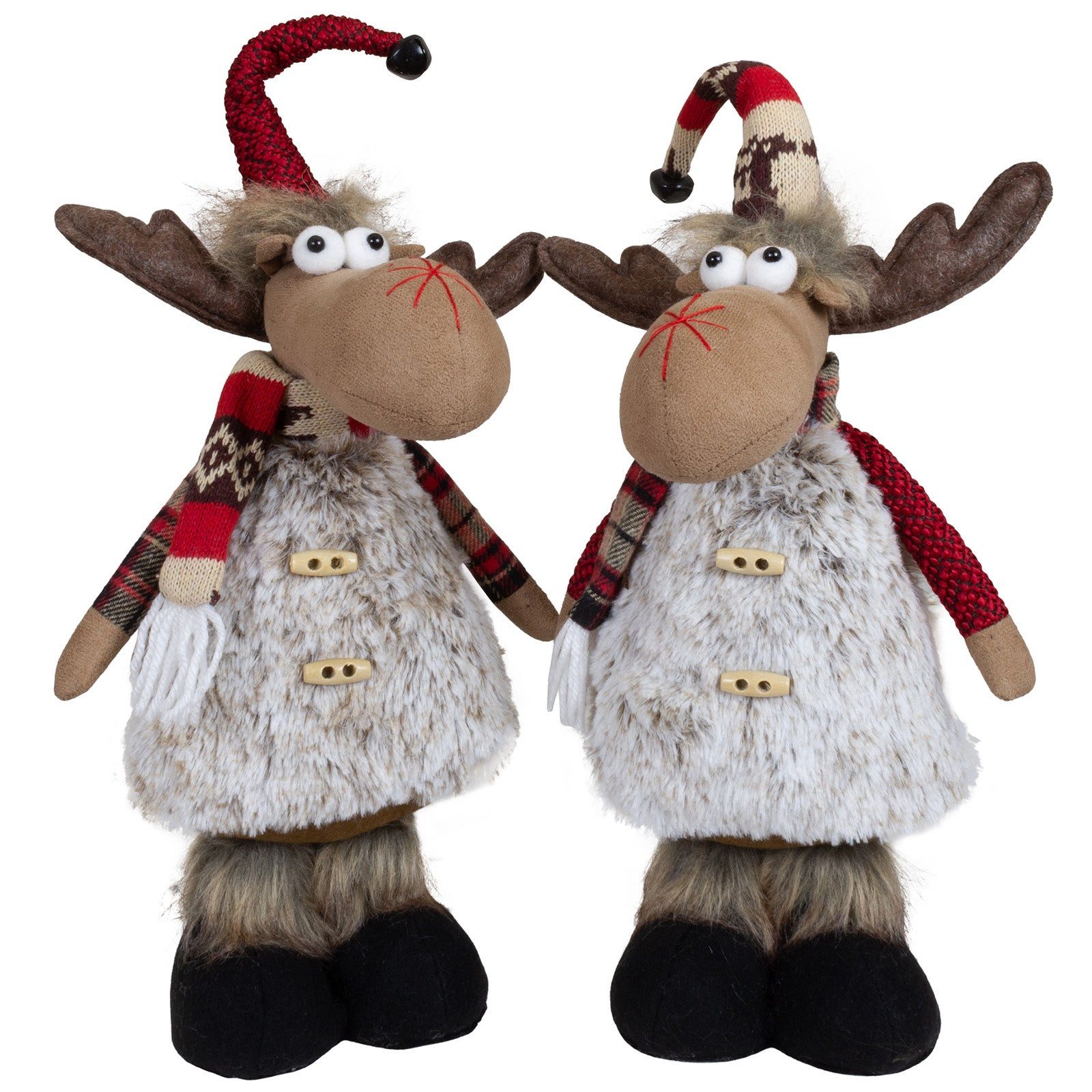 Christmas Paradise Weihnachtsfigur Elche Deko Weihnachten 35 cm (49 cm), sitzende Weihnachtselche (Rentier, 2 St., stehend), Weihnachtsdeko, braun-grau