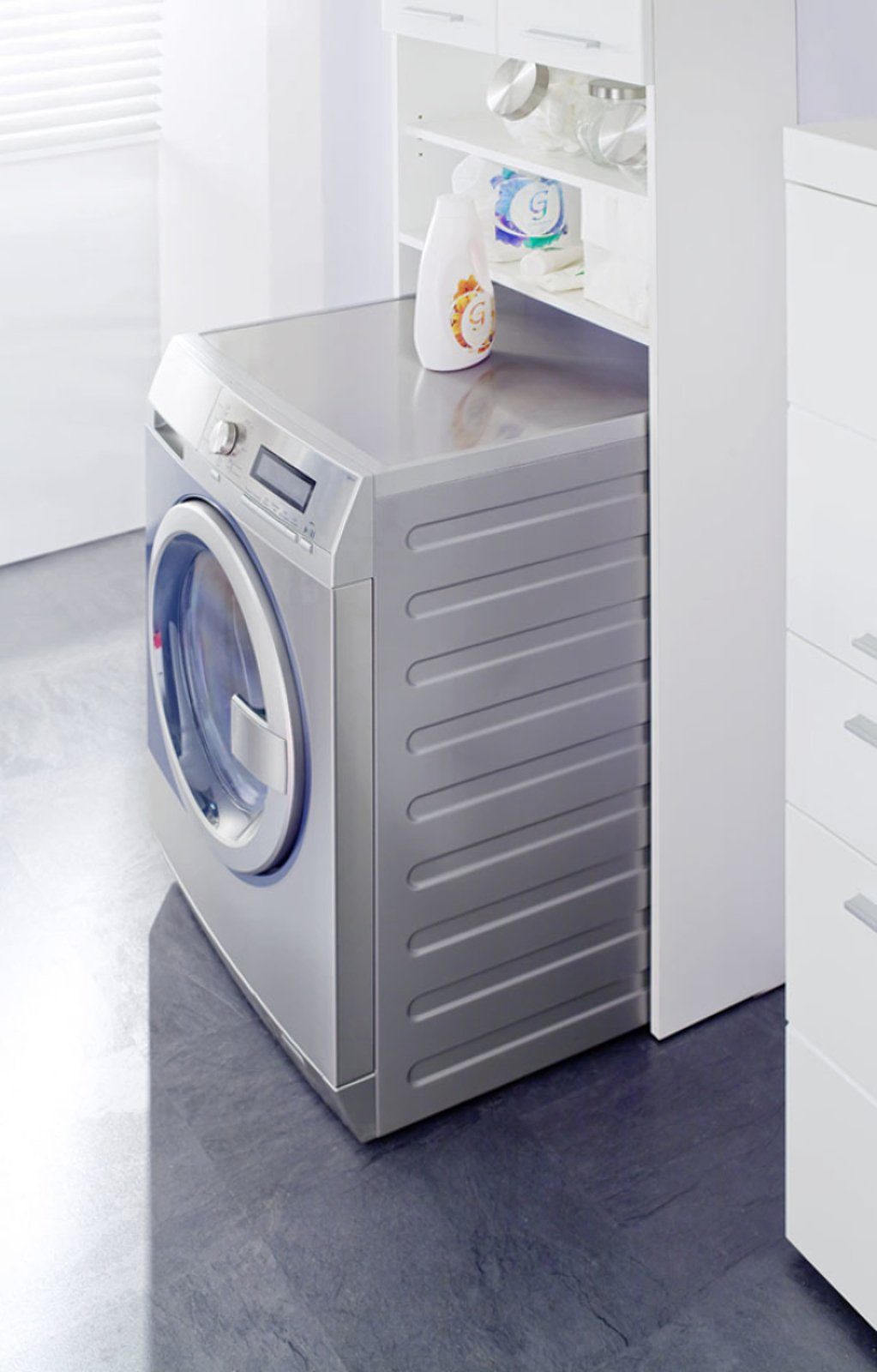 Weiß ebuy24 Badschrank Türe 2 Badezimmer-Set AmandaMandoBea Waschmaschine für