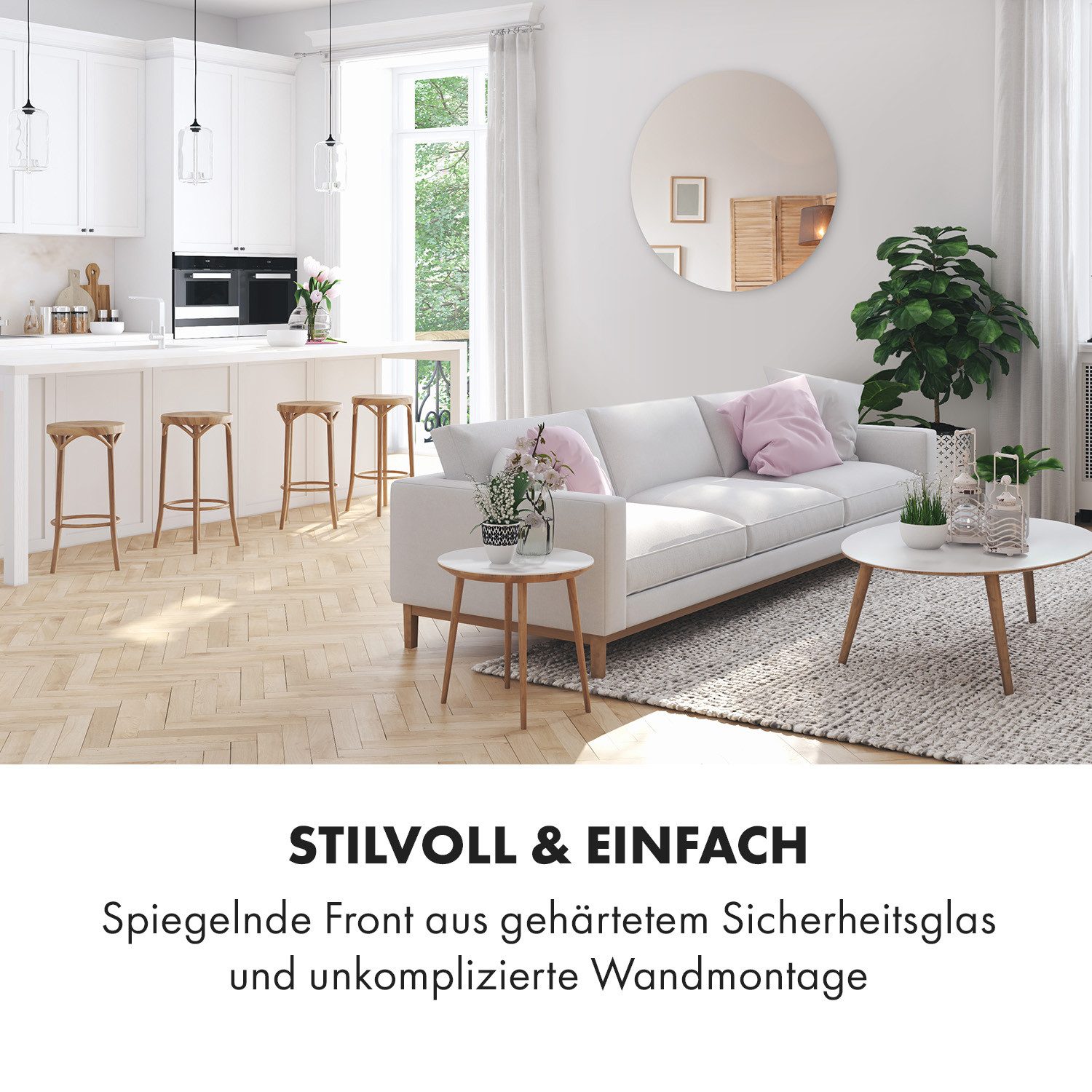 Klarstein Heizkörper Marvel Mirror, elektrische Infrarot Wandheizung Spiegel Thermostat Heizung elektrisch