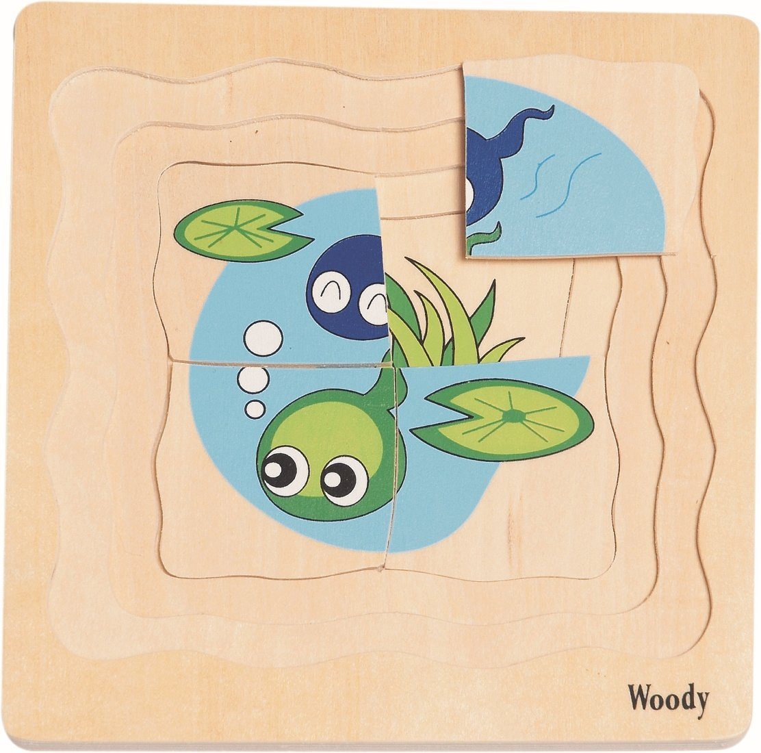 4 - Woodyland Puzzle 3 90078 Lernspielzeug - Frosch D Legespiel mit Ebenen. Rahmenpuzzel