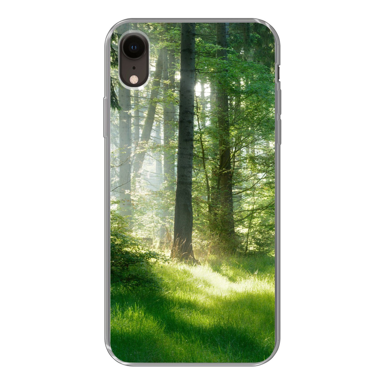 MuchoWow Handyhülle für Apple iPhone XR Natur - Bäume - Wald - Grün - Sonne - Gras - Pflan, Smartphone-Bumper, Print, Handy Schutzhülle Dünn