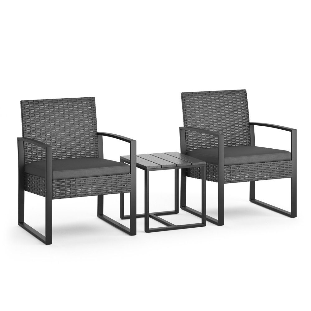 OK-Living Sitzgruppe, Anthrazit, 3 Teile, mit Tisch, (Set, 3-tlg., 3-er Set), bequeme Polsterung