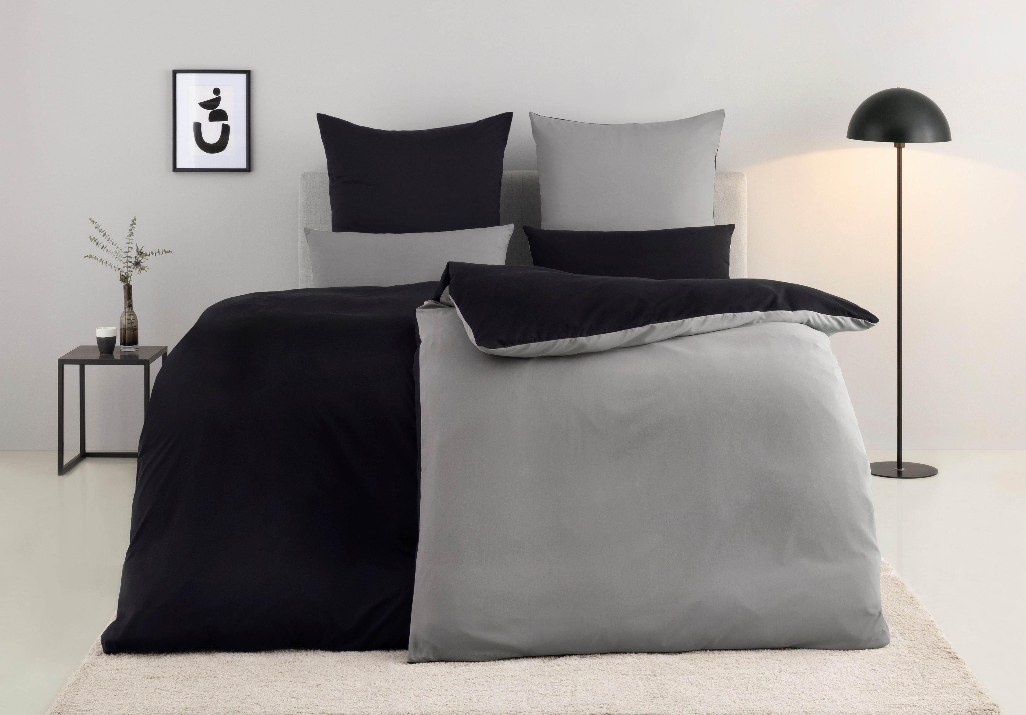 OTTO home Wendebettwäsche Desner2 100% Microfaser, extra weich, allergikerfreundlich, Microfaser, 2 teilig, Premium Qualität, uni, schnell trocknend, pflegeleicht, ab 135x200 cm