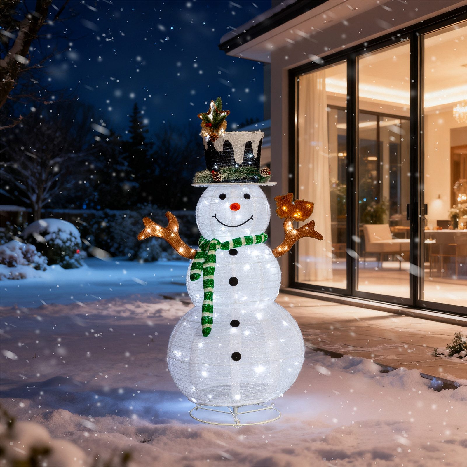 LALAHO Schneemann LED-Schneemann Weihnachten deko, 120cm mit 120 LEDs Weihnachtsbeleuchtung für Innen und Außen