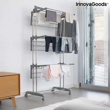 InnovaGoods Wäscheständer klappbarer Wäscheständer mit Rädern,3 Etagen,17m Trockenlänge