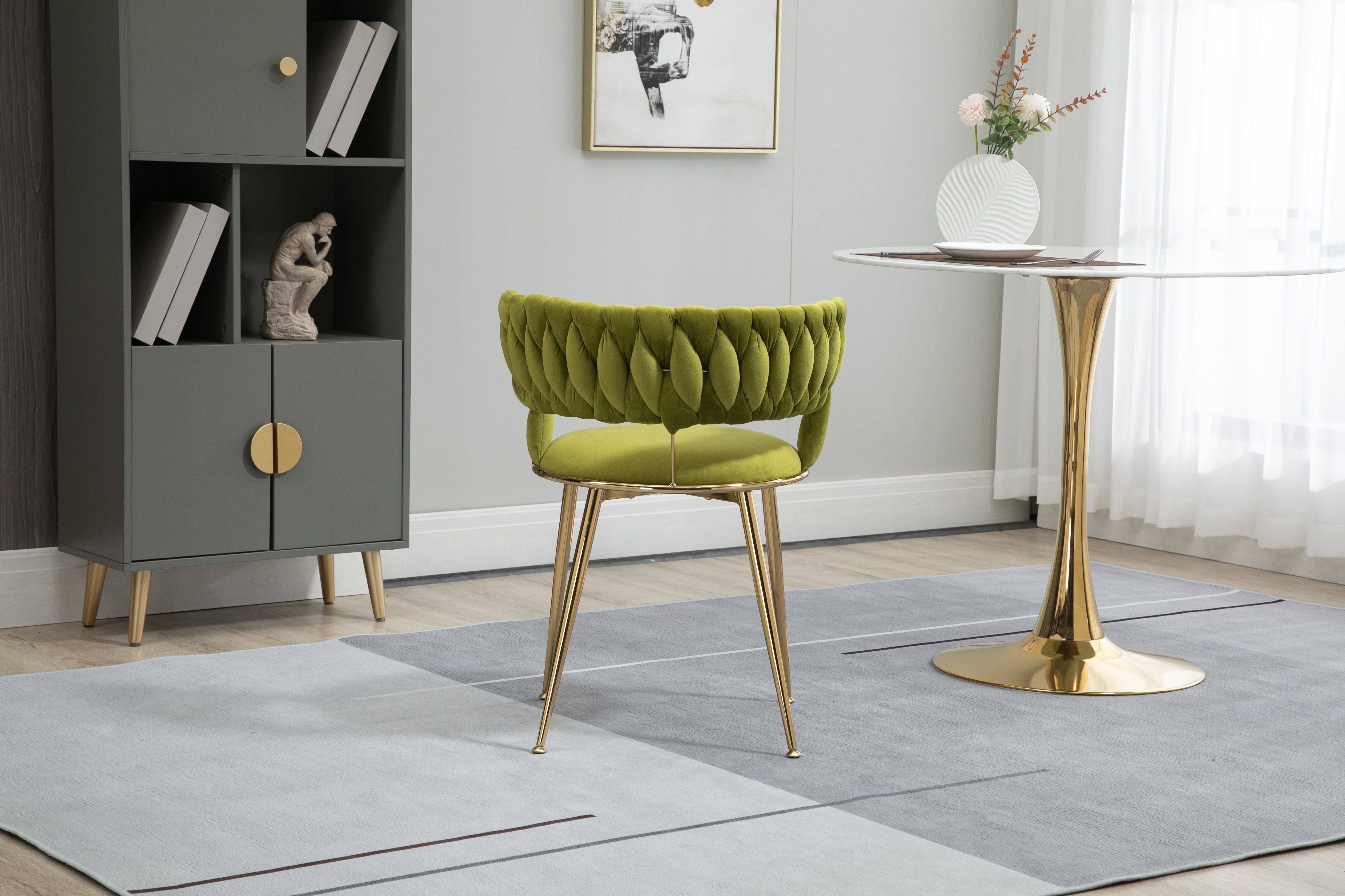 Farben Loungesessel Stück Esszimmerstuhl Grün 2 Odikalo runde mehrere Form goldene Samt Metallfüße