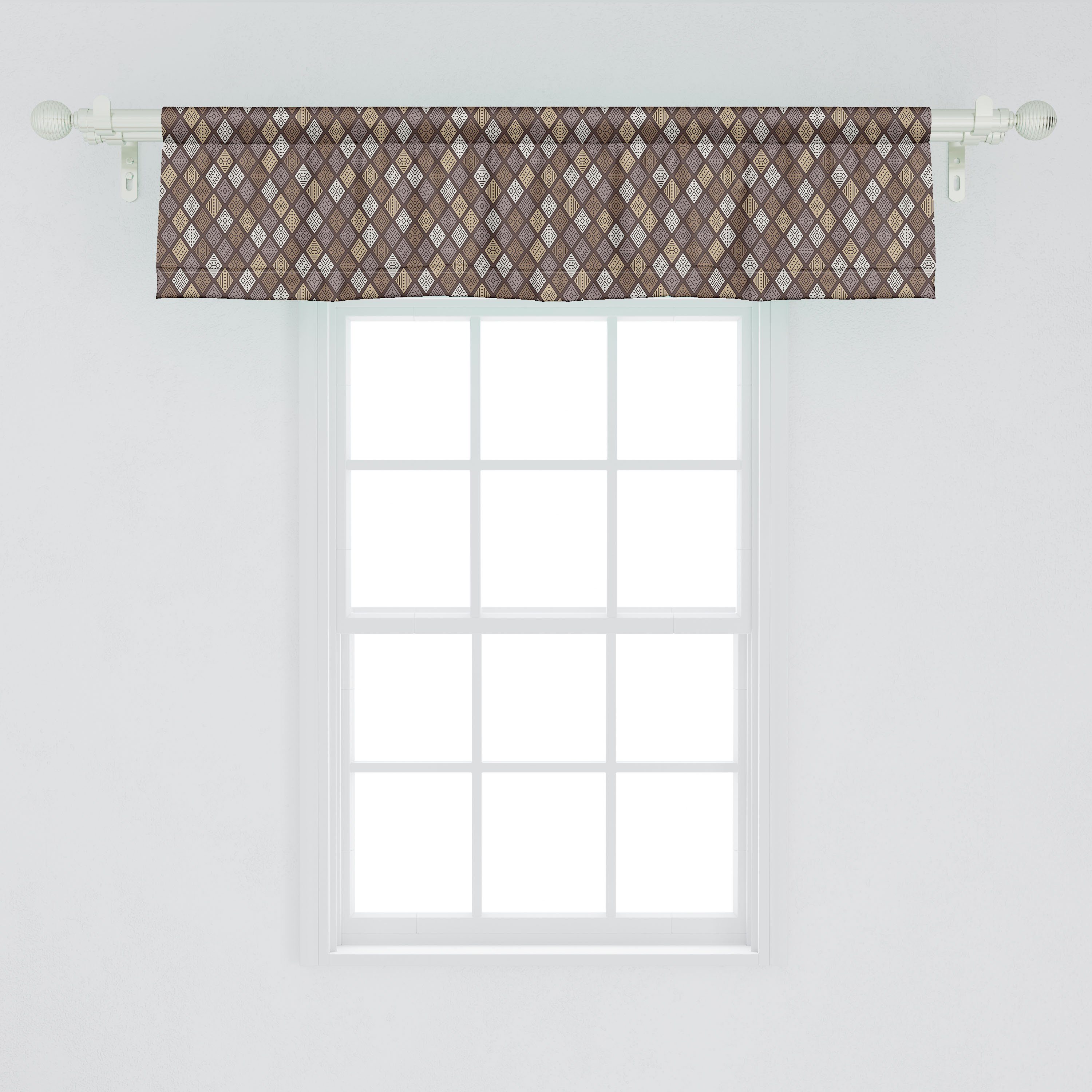 Küche Microfaser, mit Schlafzimmer Stangentasche, Dekor Diamant-Grafik Scheibengardine Abakuhaus, Volant Abstrakt für Vorhang