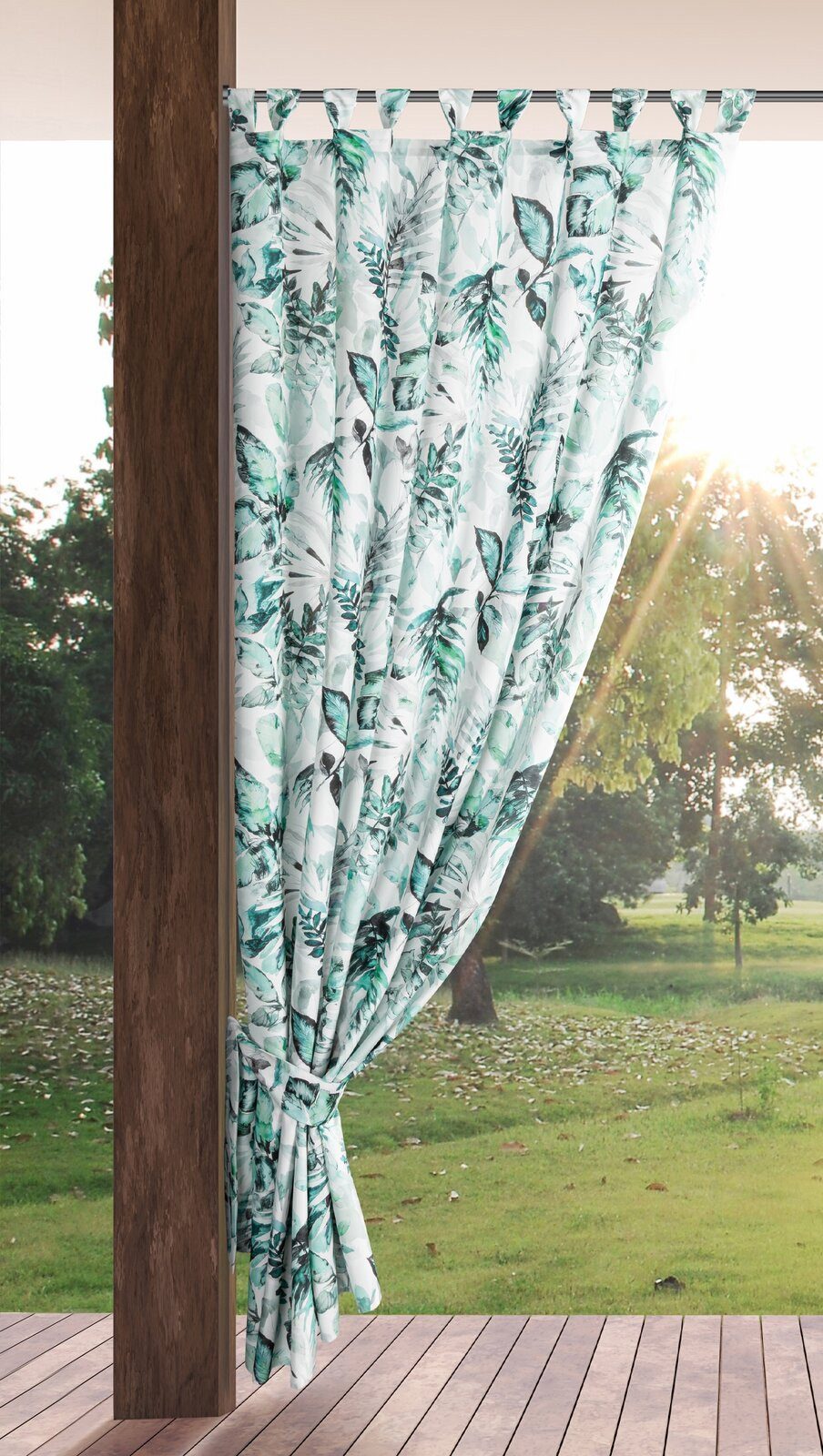 Eurofirany Outdoorvorhang GARDEN, wasserdichter Terrassenvorhang (1 St), Schlaufen, Lichtschutz, Polyester, für Pavillon, Pergola & Balkon, wetterfest, UV-Schutz