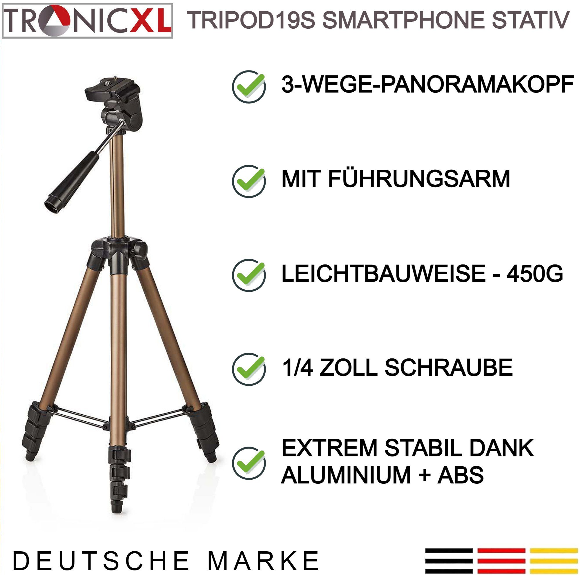 TronicXL Tripod Smartphone Stativ Kamerastativ für Caterpillar Cat S32 S52 S61 Tischstativ
