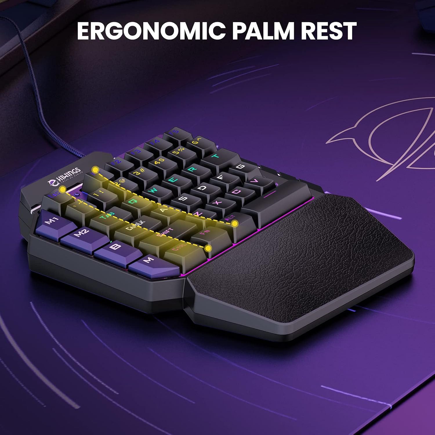 Hiwings Einhand-Gaming-Tastatur mechanische mit RGB Rainbow Beleuchtung Gaming-Tastatur – Bild 5 von 5