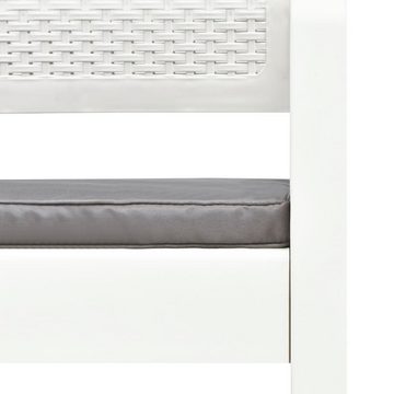 vidaXL Gartenbank 2-Sitzer-Gartenbank mit Kissen Weiß 120 cm Kunststoff (1-St)