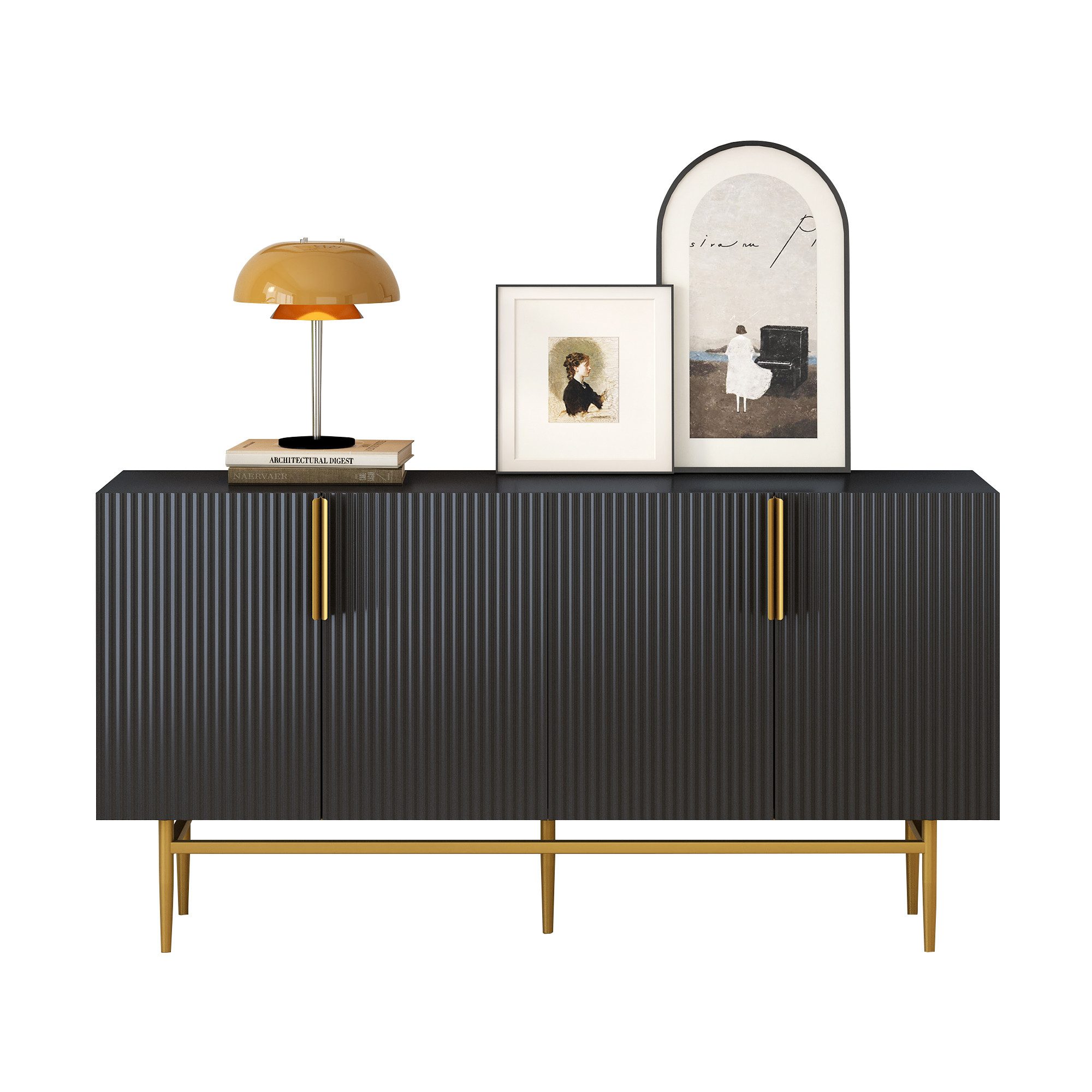 Merax Sideboard, mit 4 Türen und Metallsockel,Buffet Scandi,verstellbare Ei günstig online kaufen