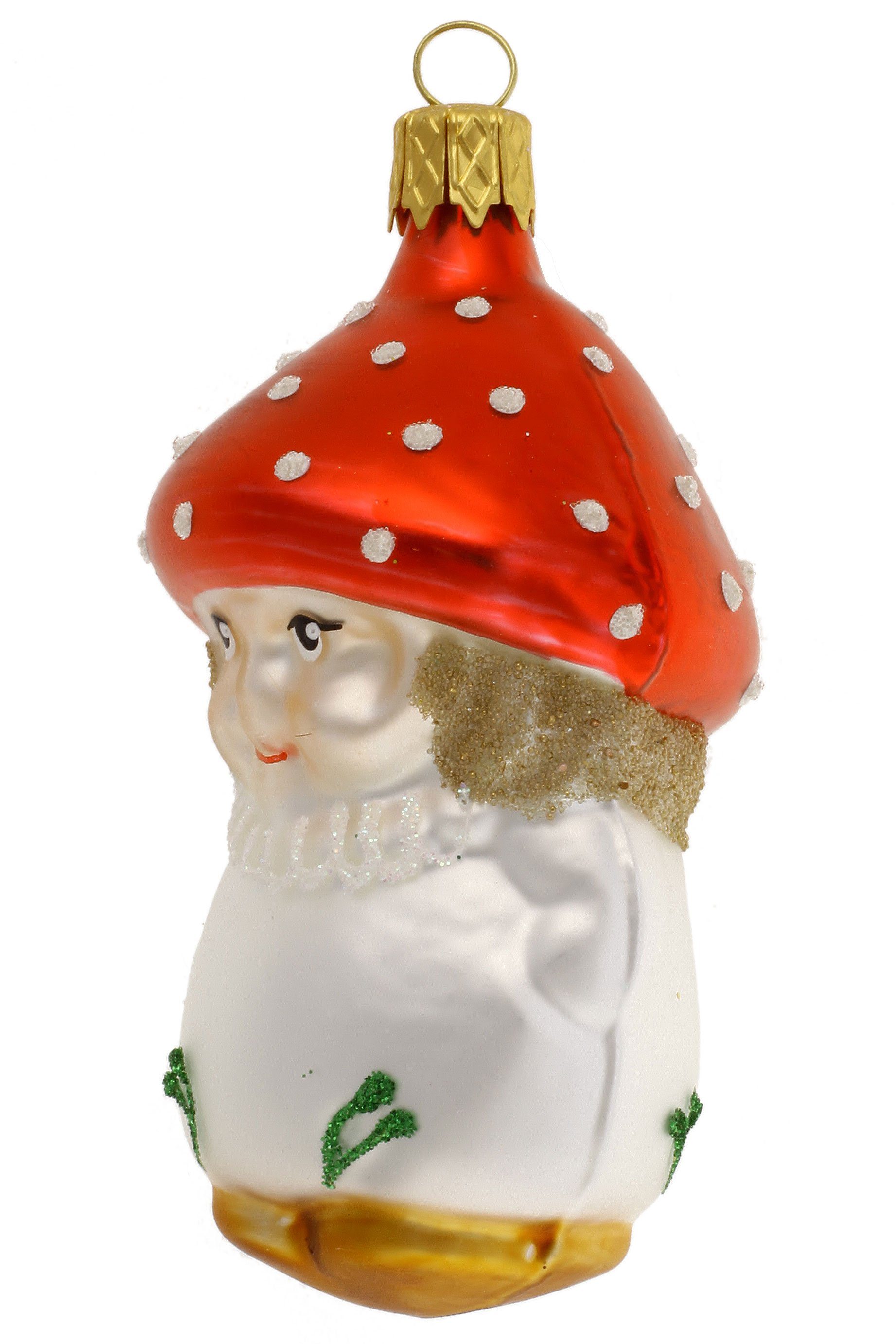 Hamburger - Weihnachtskontor Pilzfrau, mundgeblasen Christbaumschmuck handdekoriert Dekohänger -