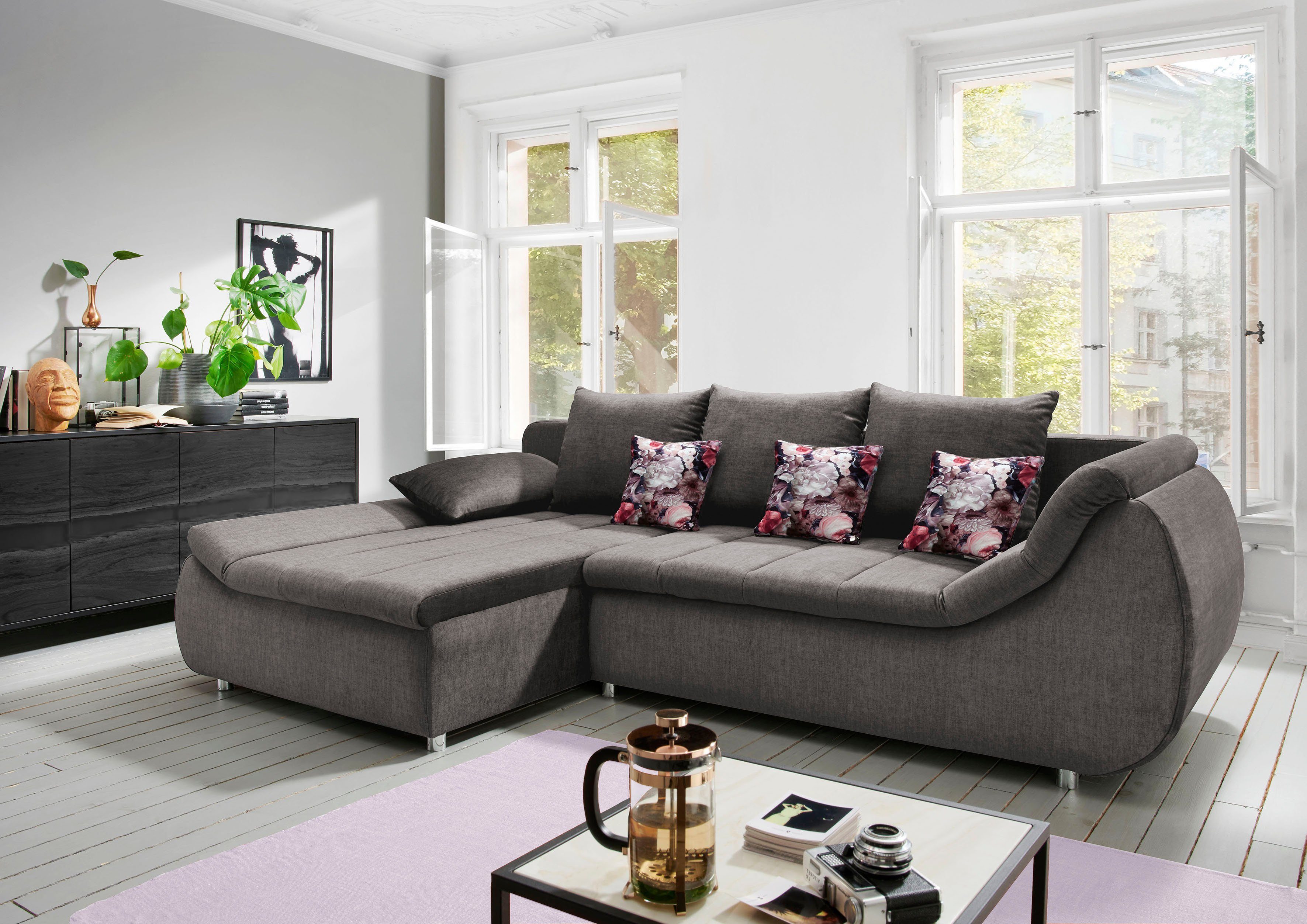 Home affaire Ecksofa Imolaa elegant, Breite 270cm, moderne Sitzsteppung, bequem, L-Form, auch mit Bettfunktion und Bettkasten