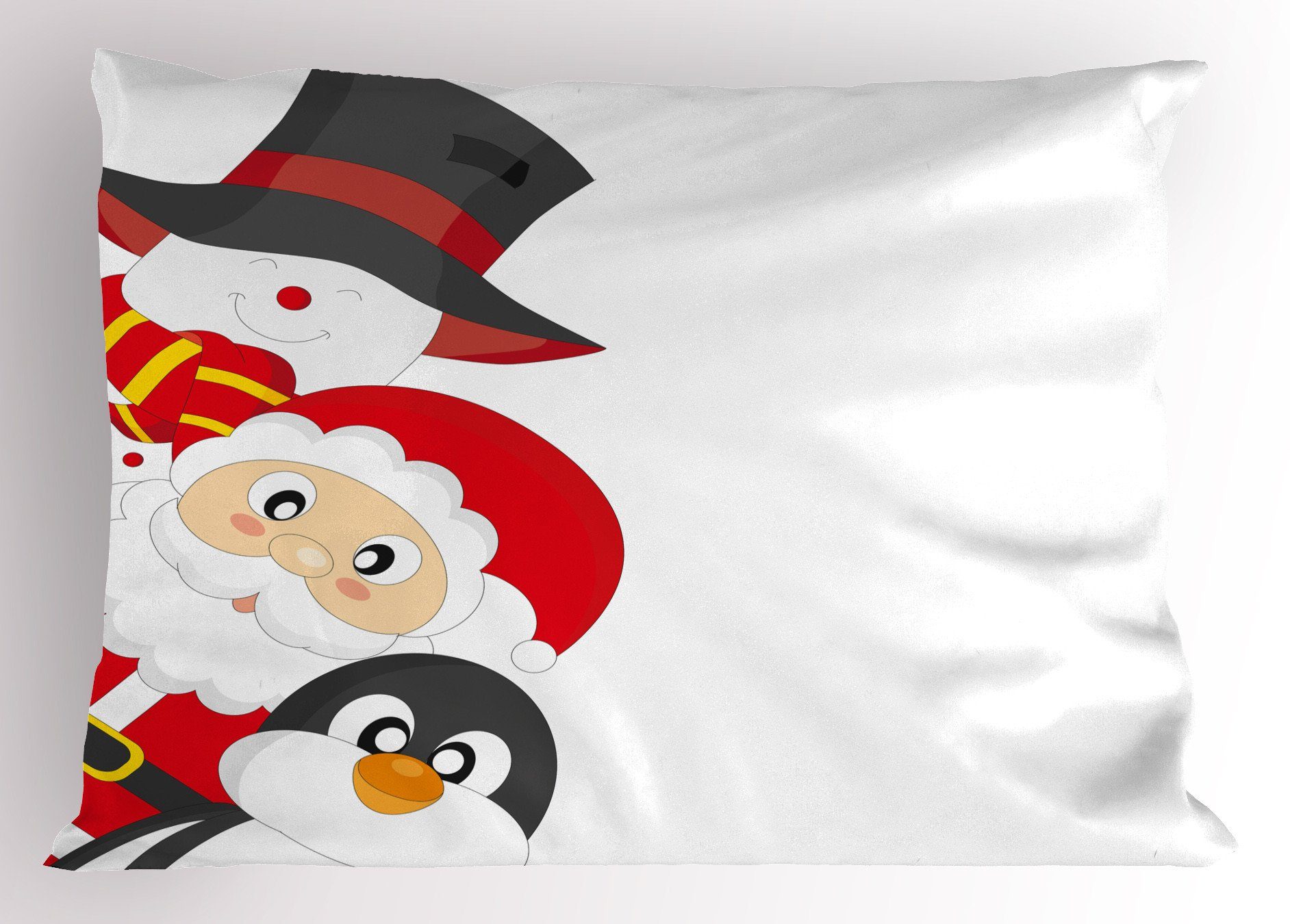 Kissenbezüge Dekorativer Standard King Size Gedruckter Kissenbezug, Abakuhaus (1 Stück), Weihnachten Happy Santa Penguin