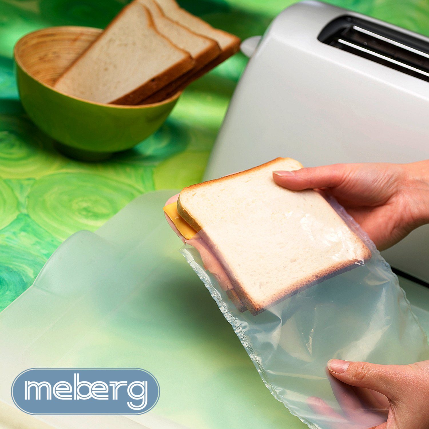 meberg Schutzfolie antihaftbeschichtet Toastertaschen Sandwich-Taschen Toasterbag, Toastbeutel 2 STK. 50x wiederverwendbar transparent