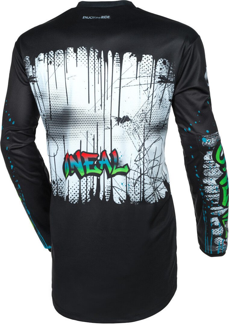 O’NEAL Motocross-Shirt Element Rancid schwarz/buntes Motocross Jersey Atmungsaktiv belüftet
