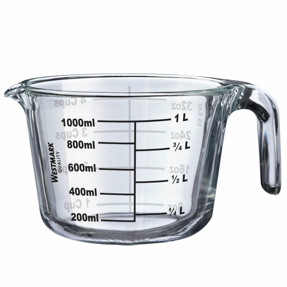 Messbecher Glas, 1 L, offener Griff