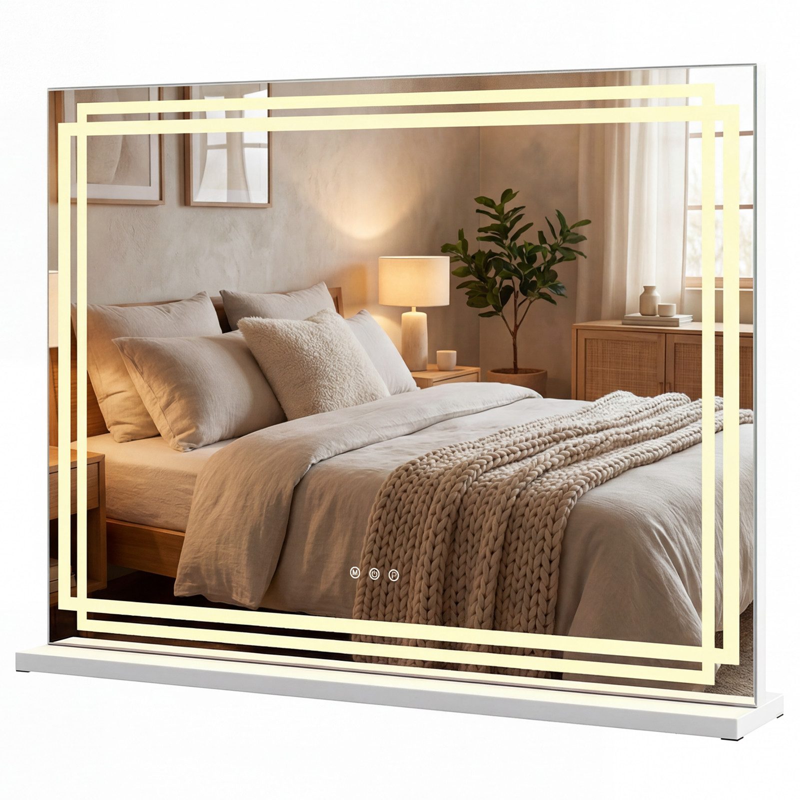 COSTWAY Schminkspiegel (1-St), LED Kosmetikspiegel, Hollywood Spiegel, dimmbar, 80x62cm