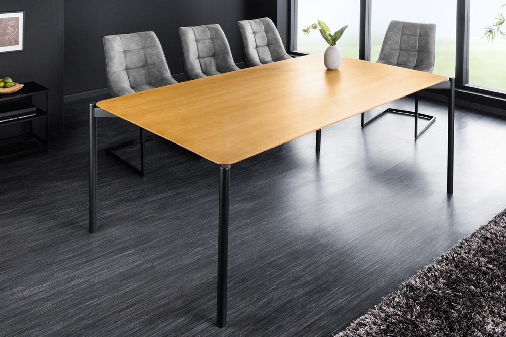 riess-ambiente Esstisch DESIGNO 165cm natur / schwarz (Einzelartikel, 1-St), MDF · Metall · Eichen-Optik · Retro Design