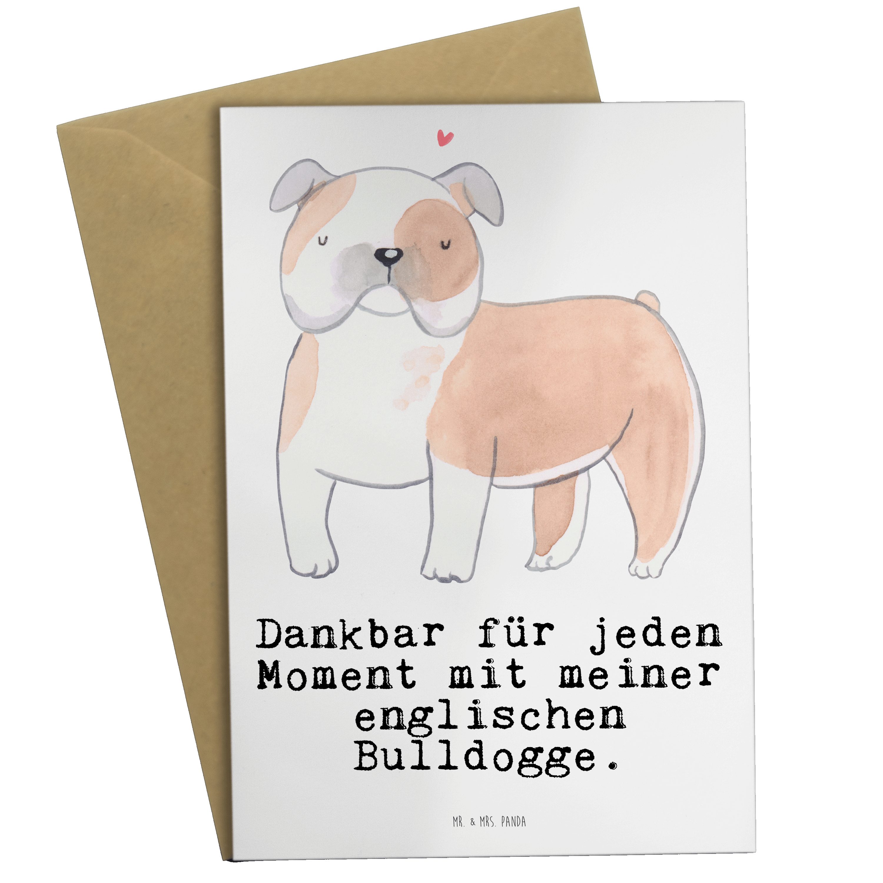 Einladungsk Englische Klappkarte, Moment Mrs. - Grußkarte - Panda Bulldogge Mr. & Geschenk, Weiß