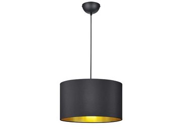 meineWunschleuchte LED Pendelleuchte, Dimmfunktion, LED wechselbar, Warmweiß, groß-e Designklassiker Lampe hängend, Stoff Lampenschirm Schwarz Gold