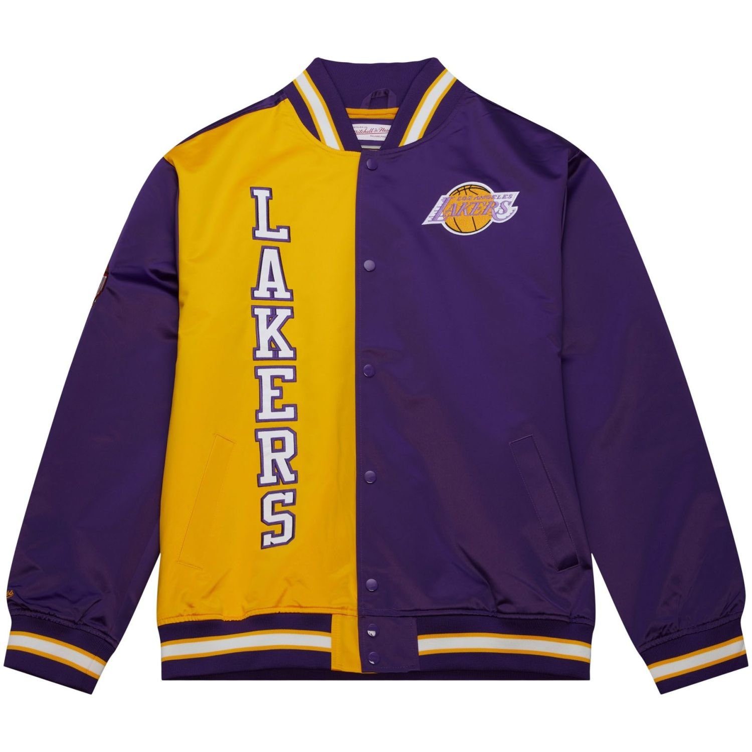 & Lakers Los Windbreaker Satin Angeles Varsity Ness Mitchell